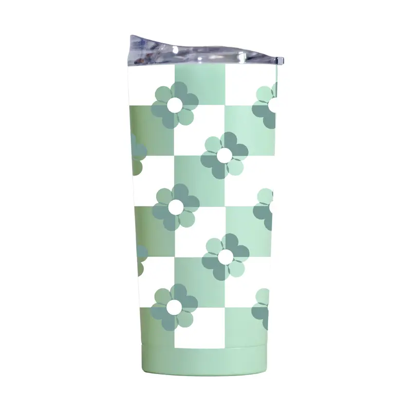 Spring 20oz Checkered Flower Cove Powder Coat Tumbler