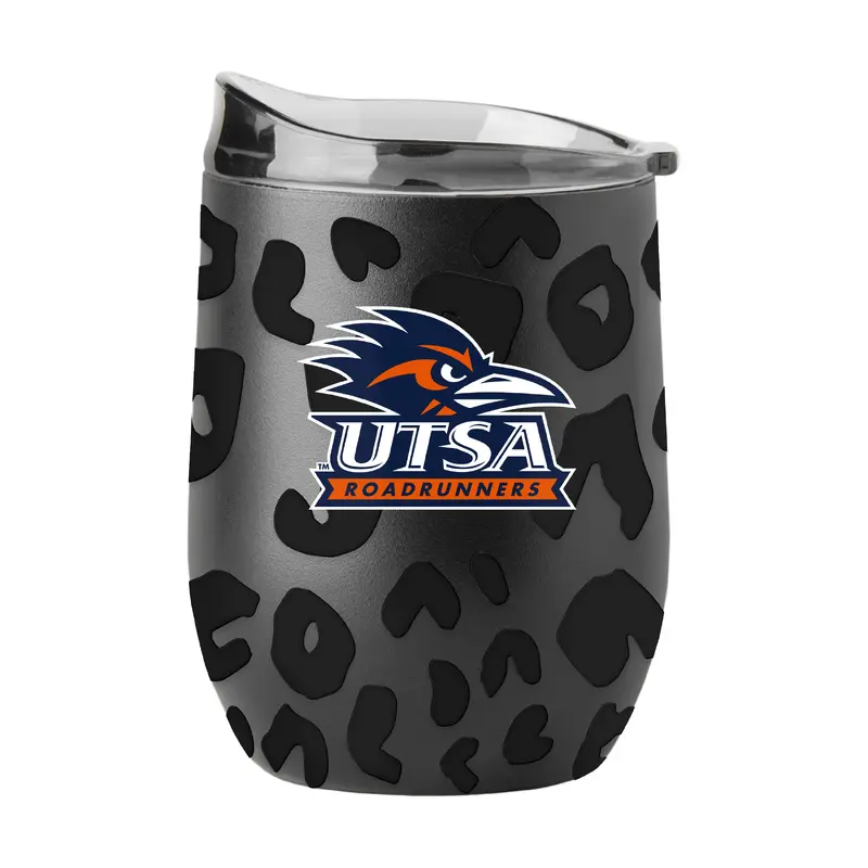 UTSA Leopard 16oz Black Powdercoat Curved Beverage