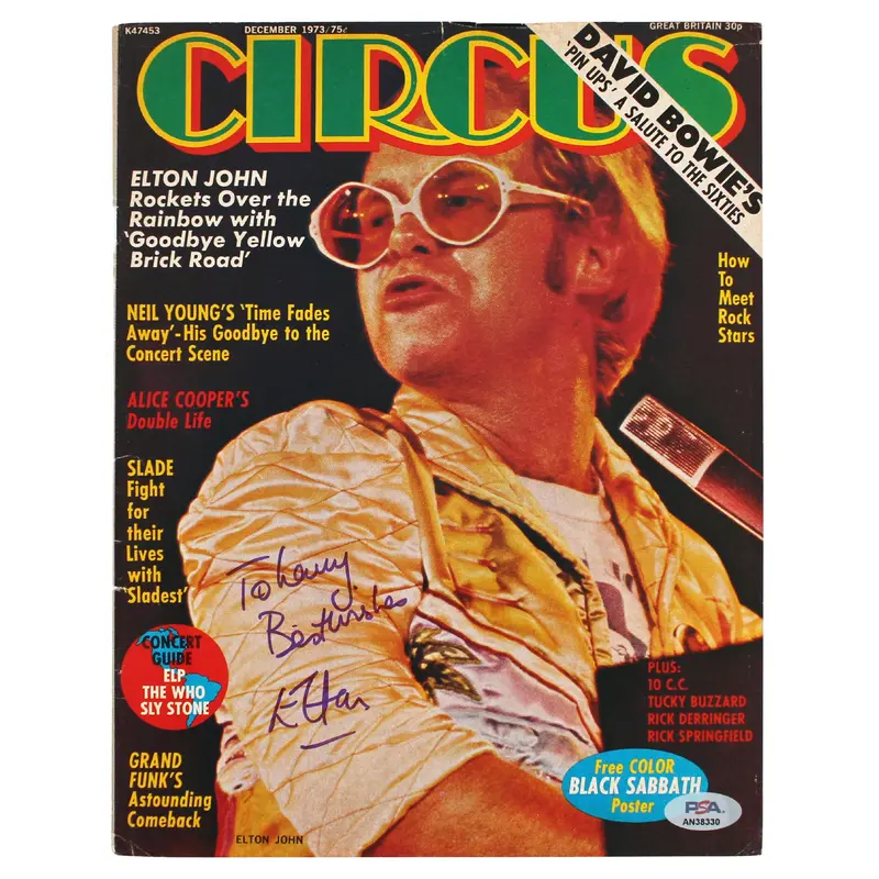 Elton John "Best Wishes" Authentic Signed Circus Magazine Cover PSA/DNA #AN38330