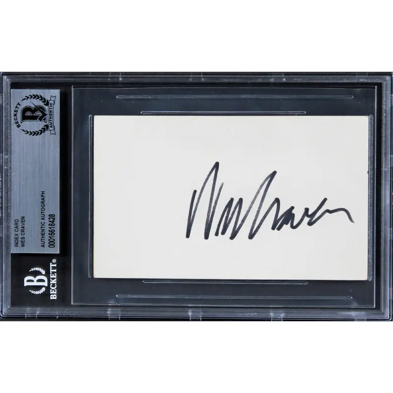 Wes Craven A Nightmare On Elm Street Signed 3x5 Index Card BAS Slabbed 2
