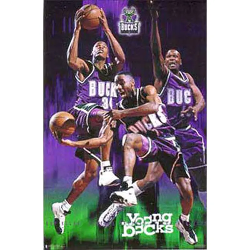 Milwaukee Bucks "Young Bucks" (Allen, Robinson, Brandon) Poster - Costacos 1998
