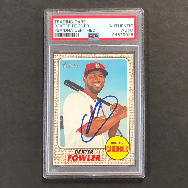 2017 Topps Heritage #106 Dexter Fowler Signed Card PSA Slabbed Auto Cardinals
