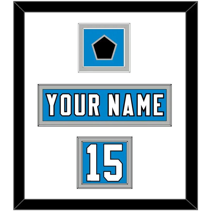 Carolina Nameplate, Number (Shoulder) & Jersey Logo Patch - Home Blue - Double Mat 2