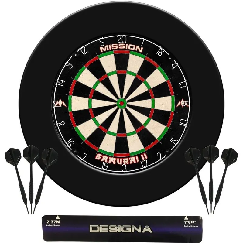 DARTSTORE  The Complete Kit : Pro Surround, Samurai II Dartboard, Throwline Oche, 6 Darts