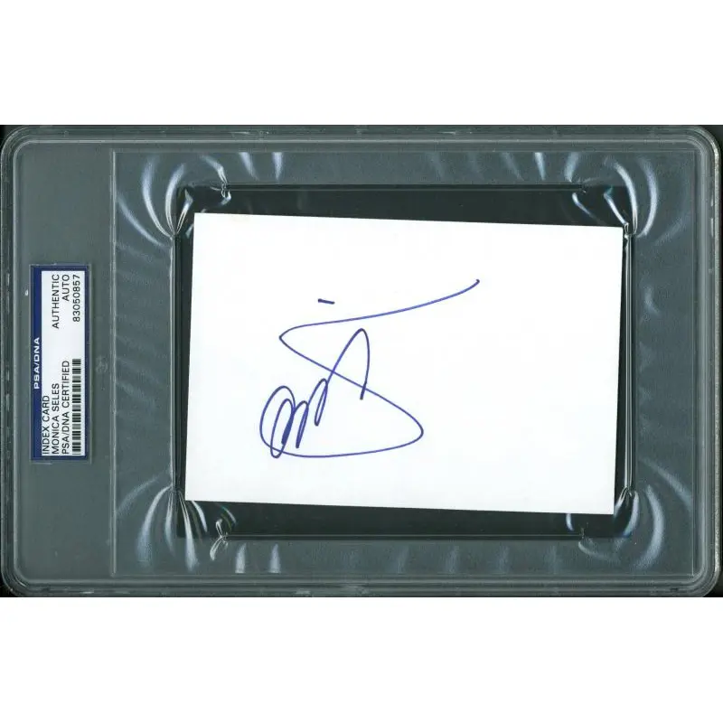 Monica Seles Tennis Authentic Signed 4X6 Index Card Autographed PSA/DNA Slabbed