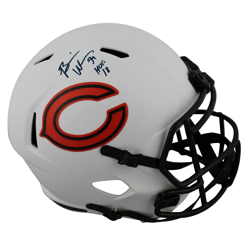 Bears Brian Urlacher "HOF 18" Signed Lunar Full Size Speed Rep Helmet BAS Wit