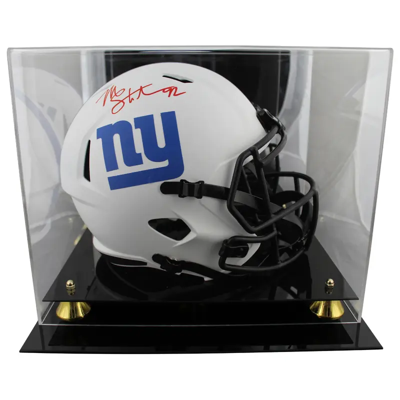 Giants Michael Strahan Signed Lunar Full Size Speed Rep Helmet W/ Case BAS Wit