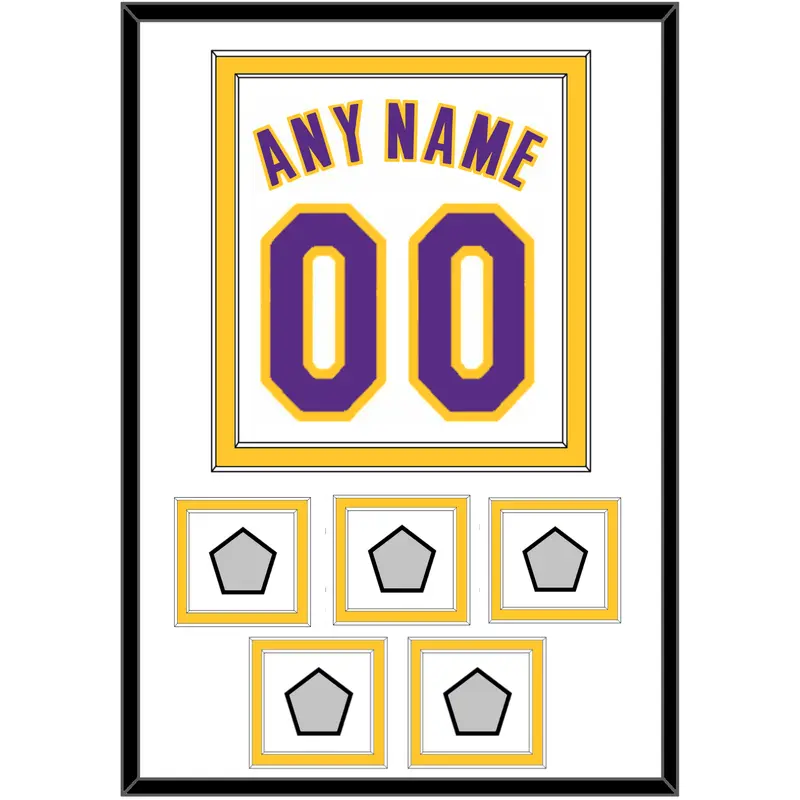 Los Angeles Name & Number With 5 Trophy Patches - Alternate White (2002-2018) - Double Mat 2