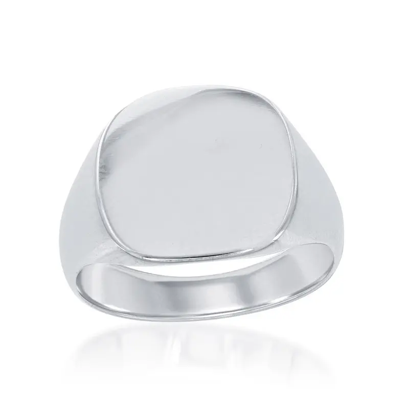Sterling Silver Large Shiny Square Ring