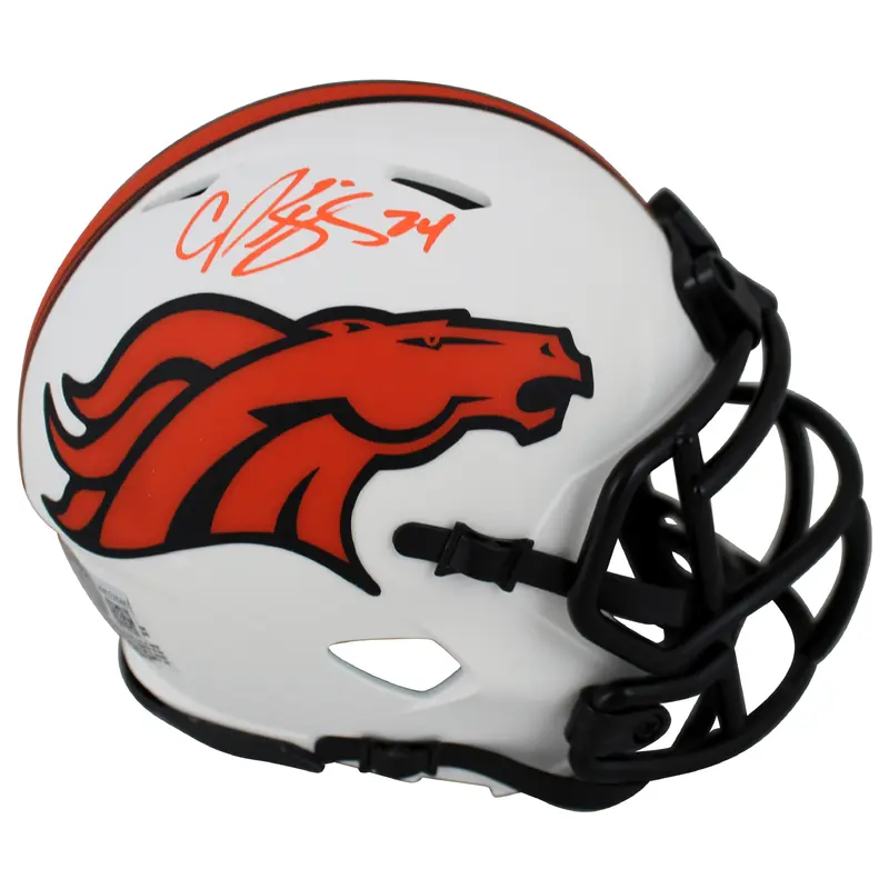 Broncos Champ Bailey Authentic Signed Lunar Speed Mini Helmet BAS Witnessed