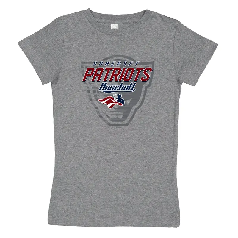 Somerset Patriots Youth Girls Granite Heather Head Hogwash Fine Jersey Tee