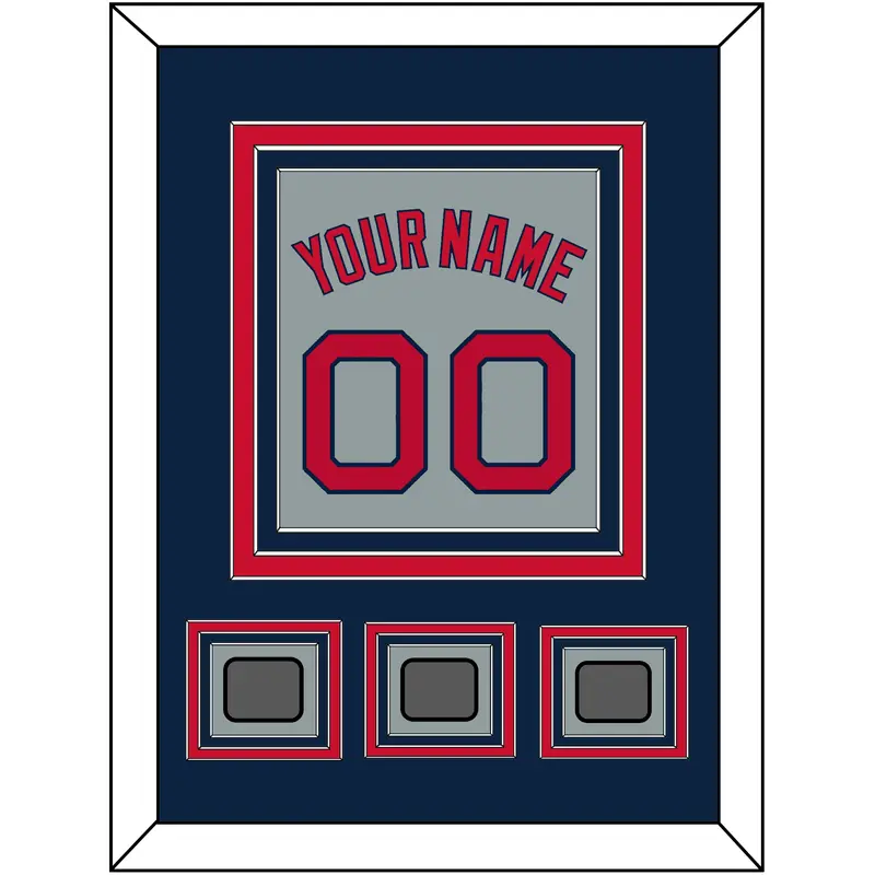 Boston Name, Number & Three World Series Champions Patches - Road Gray - Triple Mat 3