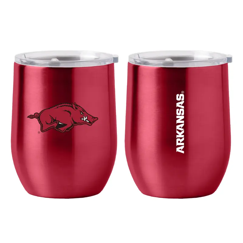 Arkansas 16oz Gameday Stainless Curved Beverage