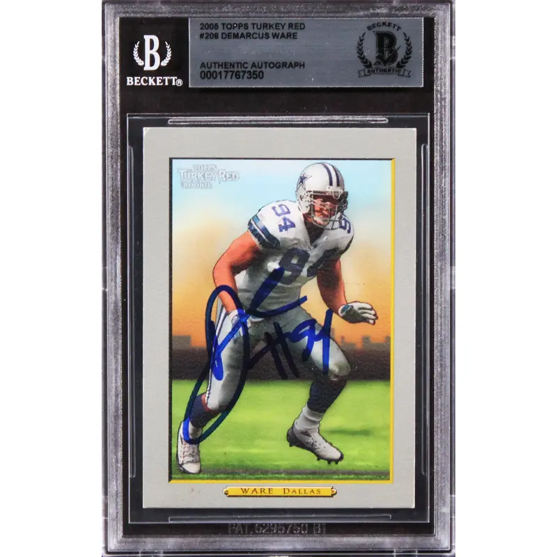 Cowboys Demarcus Ware Signed 2005 Topps Turkey Red  #208 Card BAS Slabbed