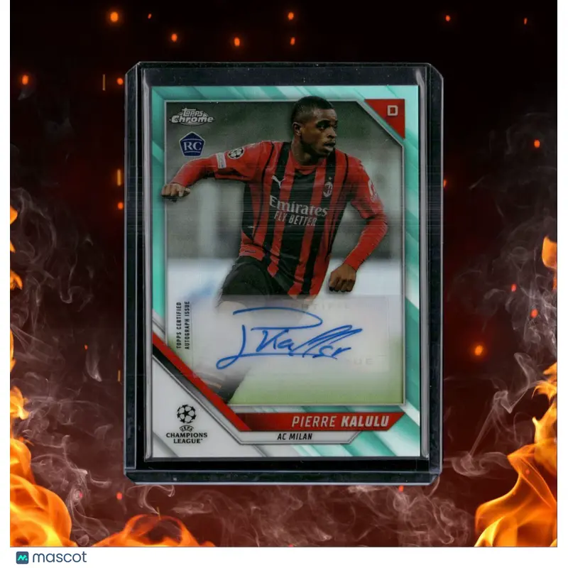 2022 Topps Chrome UEFA Pierre Kalulu Aqua Refractor Rookie Auto 112 #93