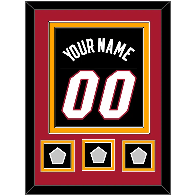 Miami Name & Number With 3 Finals Patches - Road Black (1999-2008) - Double Mat 3