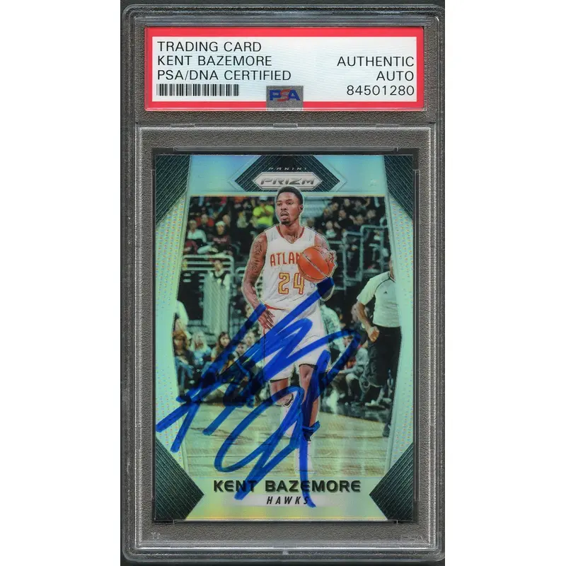 2017-18 Panini Prizm Silver #108 Kent Bazemore Signed Card AUTO PSA Slabbed Hawks