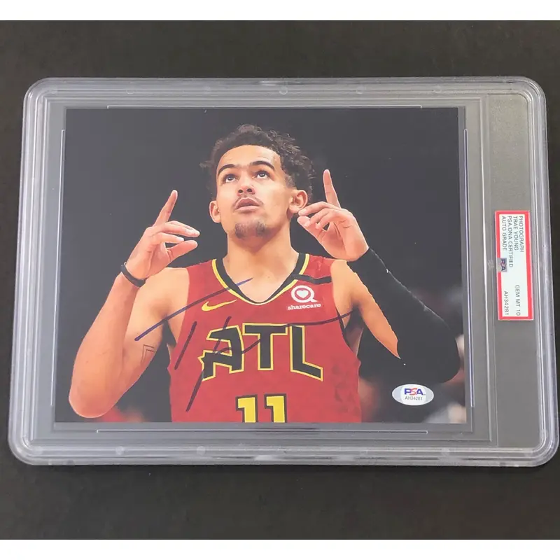 Trae Young Signed 8x10 Photo PSA Encapsulated Auto 10 Gem Mint Hawks