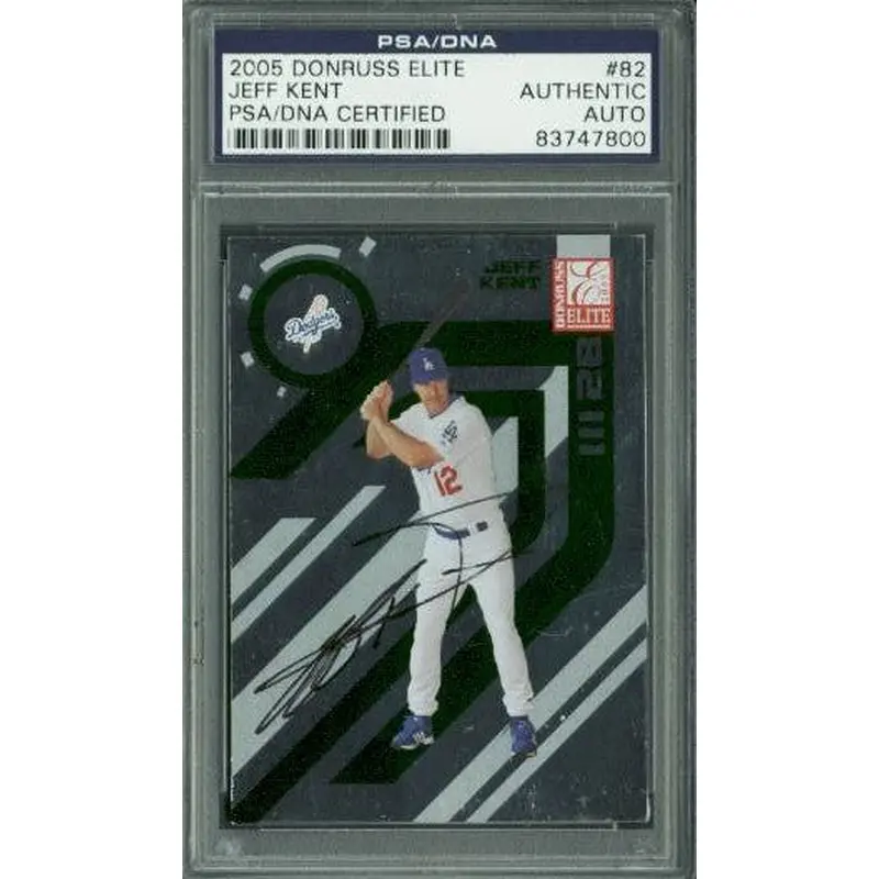 Dodgers Jeff Kent Authentic Signed Card 2005 Donruss Elite #82 PSA/DNA Slabbed