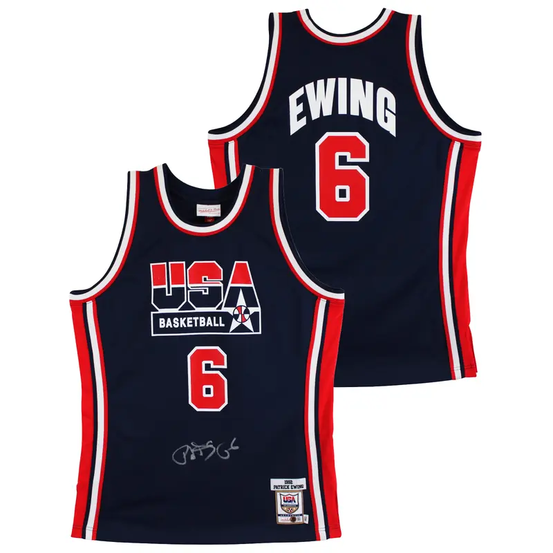 Knicks Patrick Ewing Signed Navy Blue 1992 Team USA M&N Authentic Jersey BAS