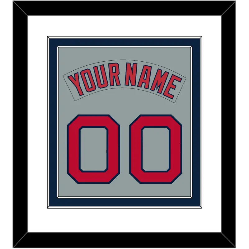Boston Nameplate & Number (Back) Combined - Road Gray (1992-2008) - Double Mat 2