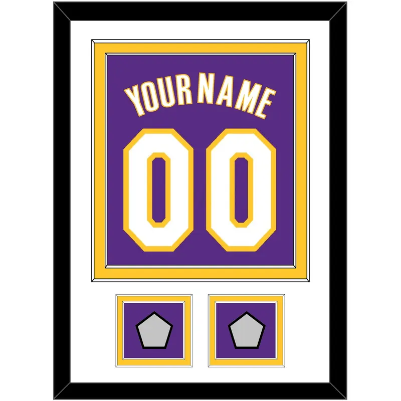 Los Angeles Name & Number With 2 Trophy Patches - Road Purple (1999-2004) - Double Mat 1