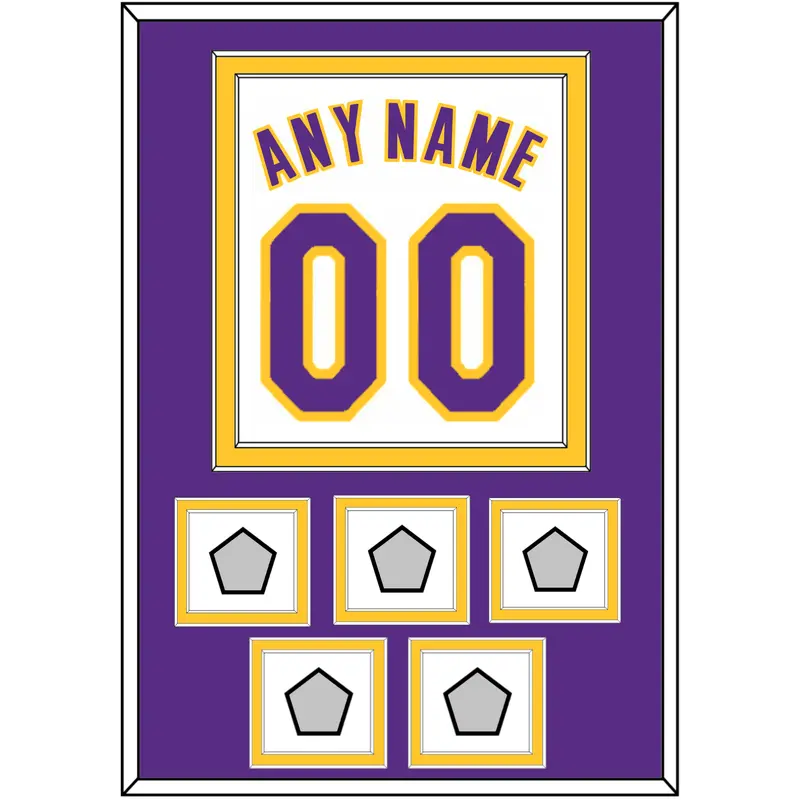 Los Angeles Name & Number With 5 Trophy Patches - Alternate White (2002-2018) - Double Mat 3