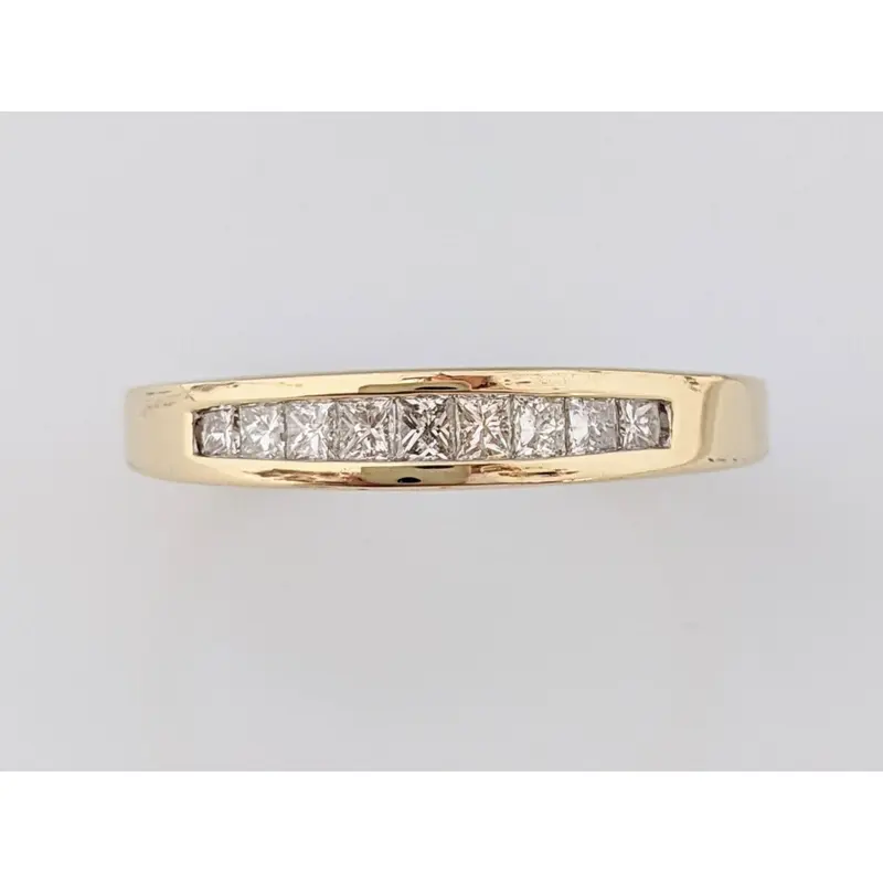 14K .50 CARAT TOTAL WEIGHT I1 G DIAMOND PRINCESS CUT (9) ESTATE BAND 3.1 GRAMS