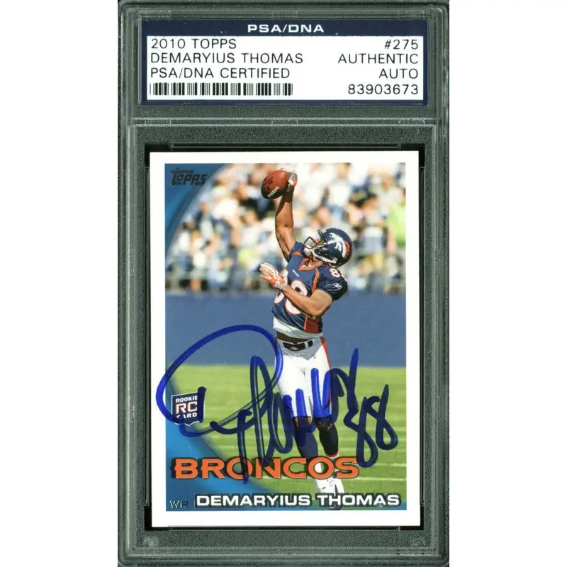 Broncos Demaryius Thomas Authentic Signed Card 2010 Topps RC #275 PSA Slabbed