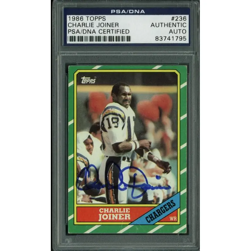Chargers Charlie Joiner Authentic Signed Card 1986 Topps #236 PSA/DNA Slabbed