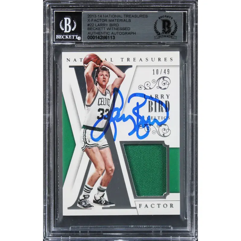 Larry Bird Signed 13 National Treasures XFactor #22 #10/49 Card Auto 10 BAS Slab