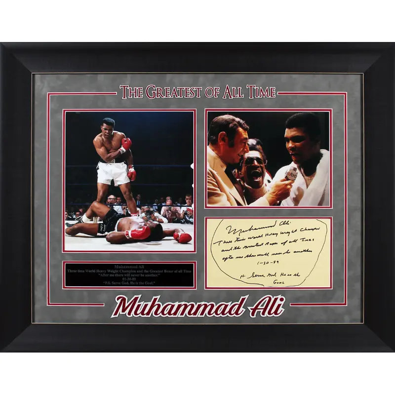 Muhammad Ali Authentic Signed 6x10.5 Handwritten Framed Display BAS #AB77968