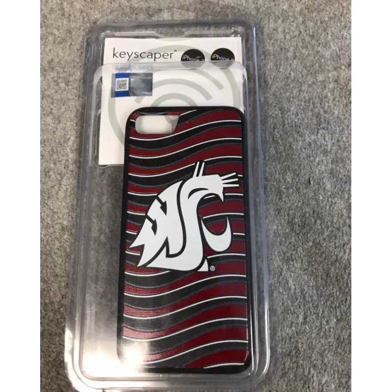 Crimson, Gray, White Swirl with White Logo iPhone Case