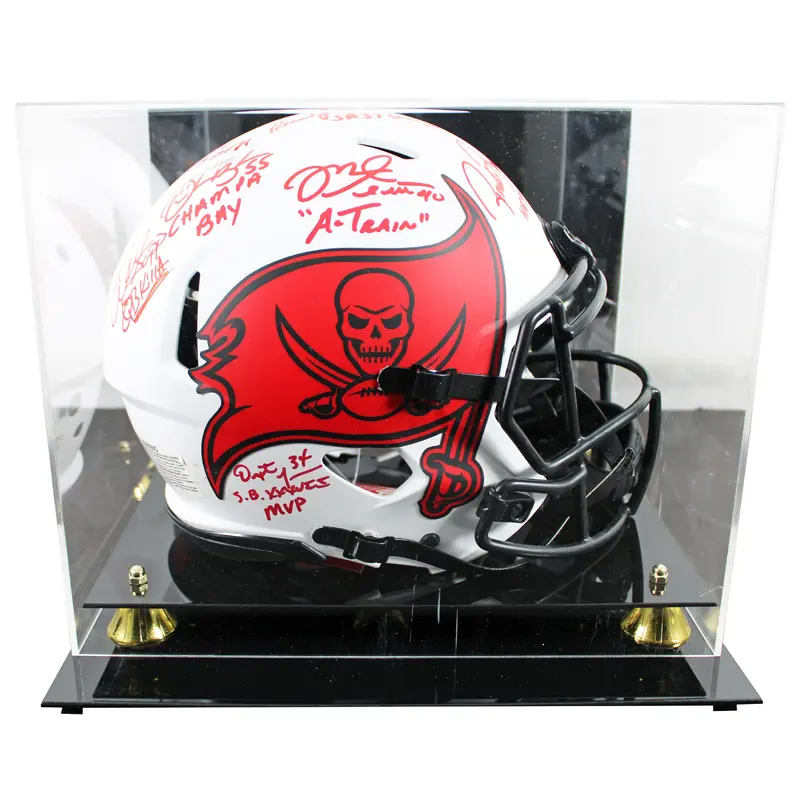 Bucs SB 37 Lynch, Sapp, +5 Signed Lunar F/S Speed Proline Helmet w/ Case BAS Wit