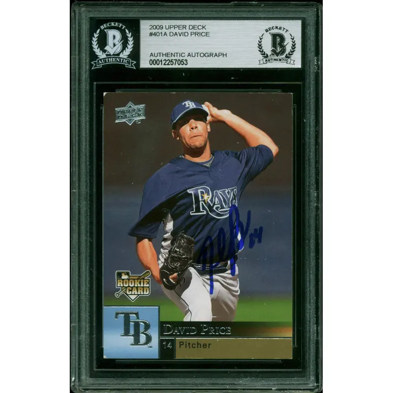 Red Sox David Price Authentic Signed 2009 Upper Deck #401A Rookie Card BAS Slab