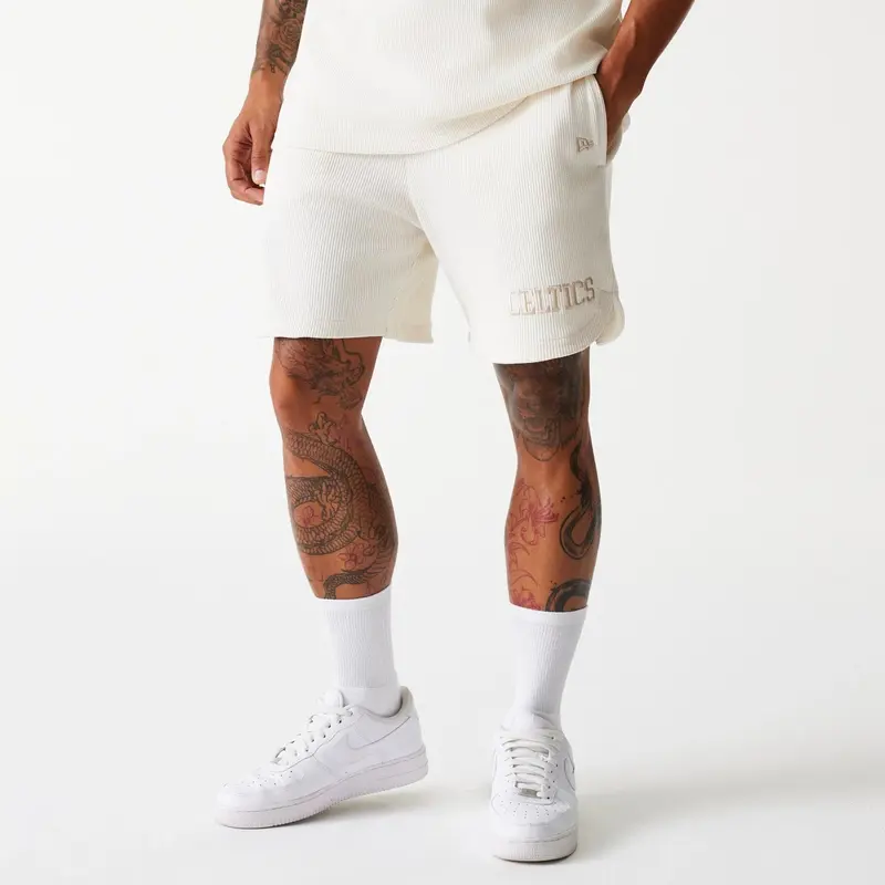 Boston Celtics NBA Waffle Open White Shorts