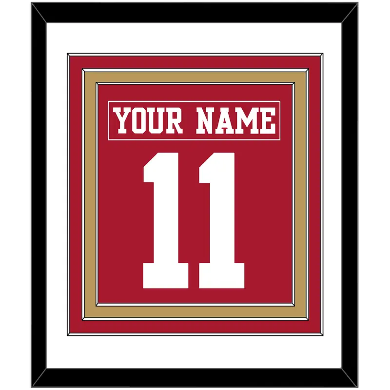 San Francisco Nameplate & Number (Back) Combined - Home Red - Triple Mat 1