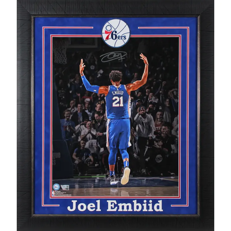 76ers Joel Embiid Authentic Signed 16x20 Framed Photo Fanatics #HG99278051