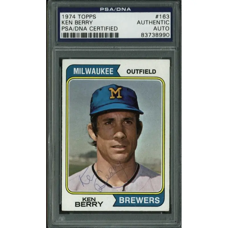 Brewers Ken Berry Signed Card 1974 Topps #163 PSA/DNA Slabbed #83738990