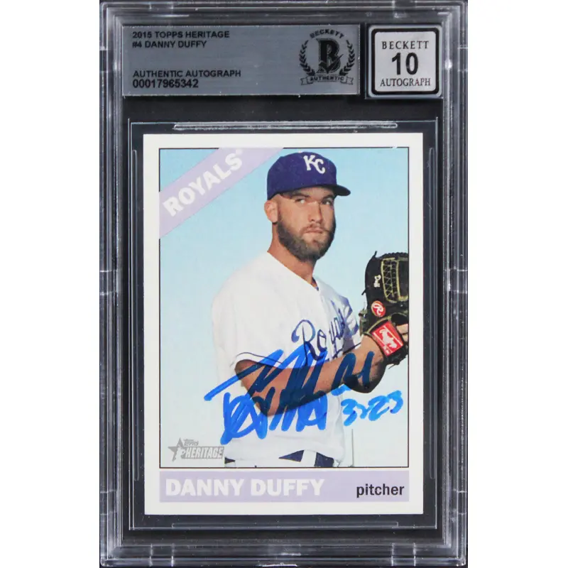 Royals Danny Duffy Signed 2015 Topps Heritage #4 Card Auto 10! BAS Slabbed