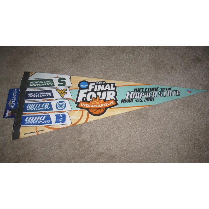 2010 NCAA Final Four Basketball Pennant, Butler, Duke, MIchigan St., West Virginia