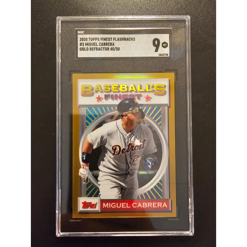2020 Topps Finest Flashbacks - Gold Refractor - Miguel Cabrera #3 /50 SGC 9