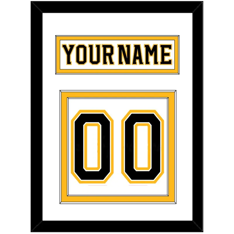 Boston Nameplate & Number (Back) - Road White (2007-2017) - Double Mat 1
