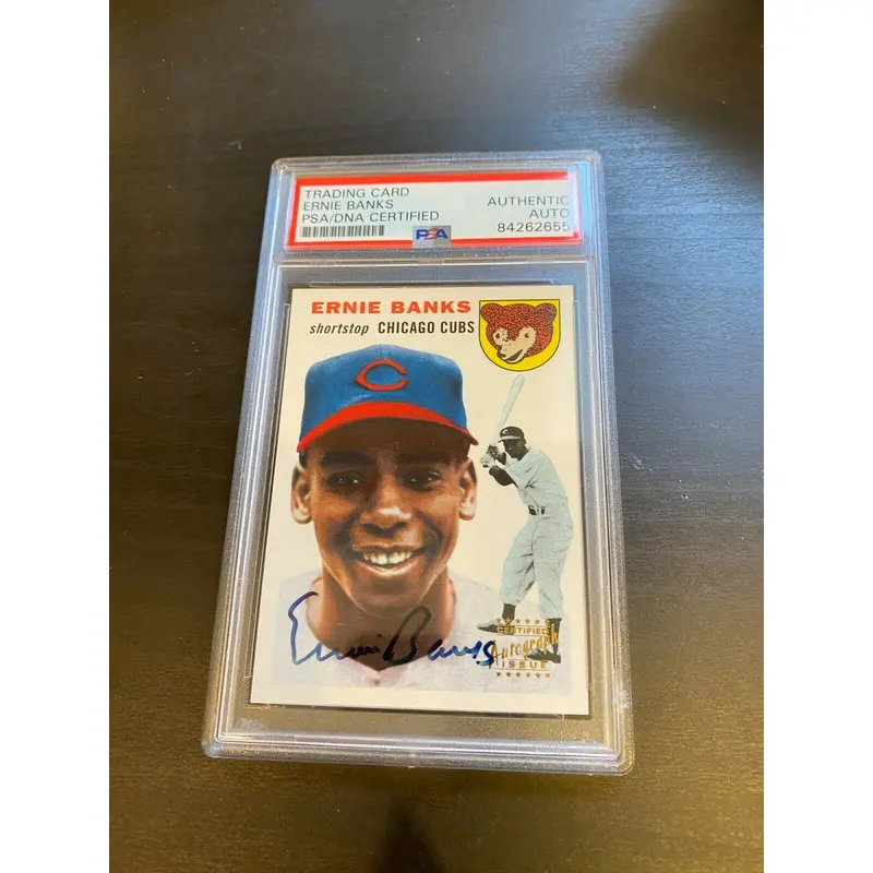 1954 Topps Ernie Banks RC Signed Autographed Rookie RP Baseball Card PSA DNA