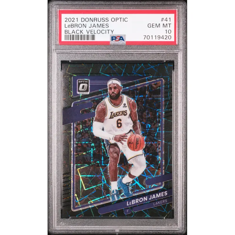 LeBron James 2021 Donruss Optic #41 Black Velocity #24/39 PSA 10 Gem Mint