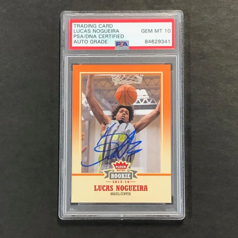 2013-14 Fleer Retro #44 Lucas Nogueira Signed Card AUTO 10 PSA Slabbed RC Brazil