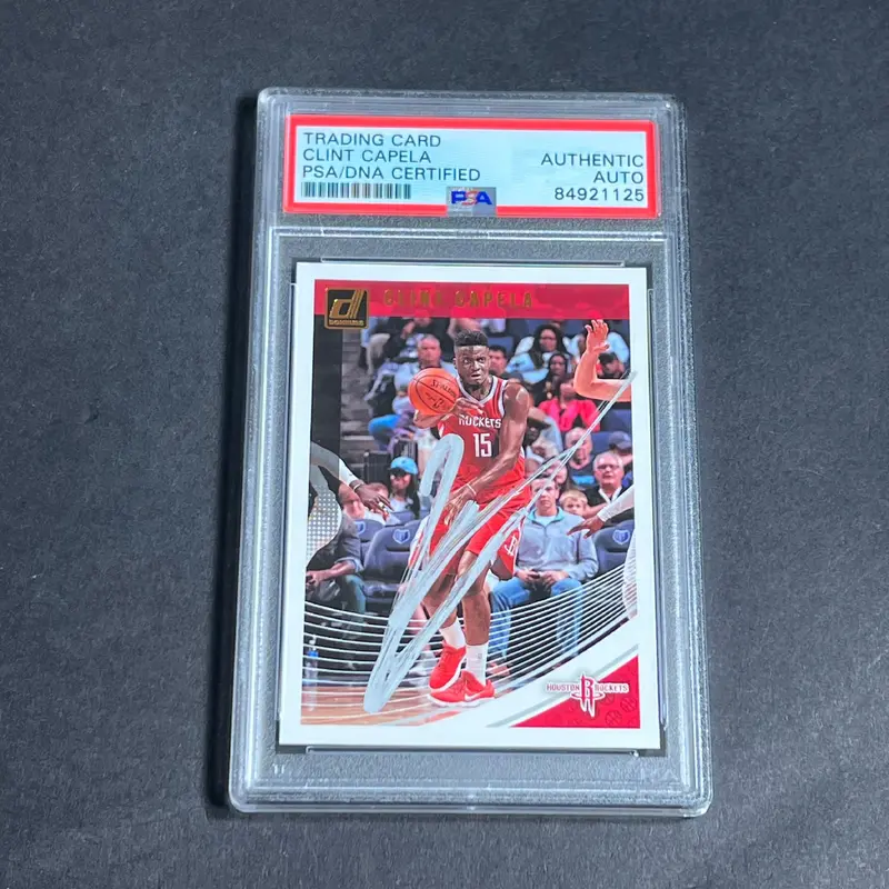 2018-19 Panini Donruss #62 Clint Capela Signed Card AUTO PSA/DNA Slabbed Rockets