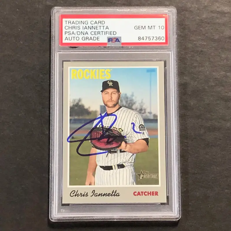 2019 Topps Heritage #85 Chris Ianetta Signed Card PSA Slabbed Auto 10 Rockies