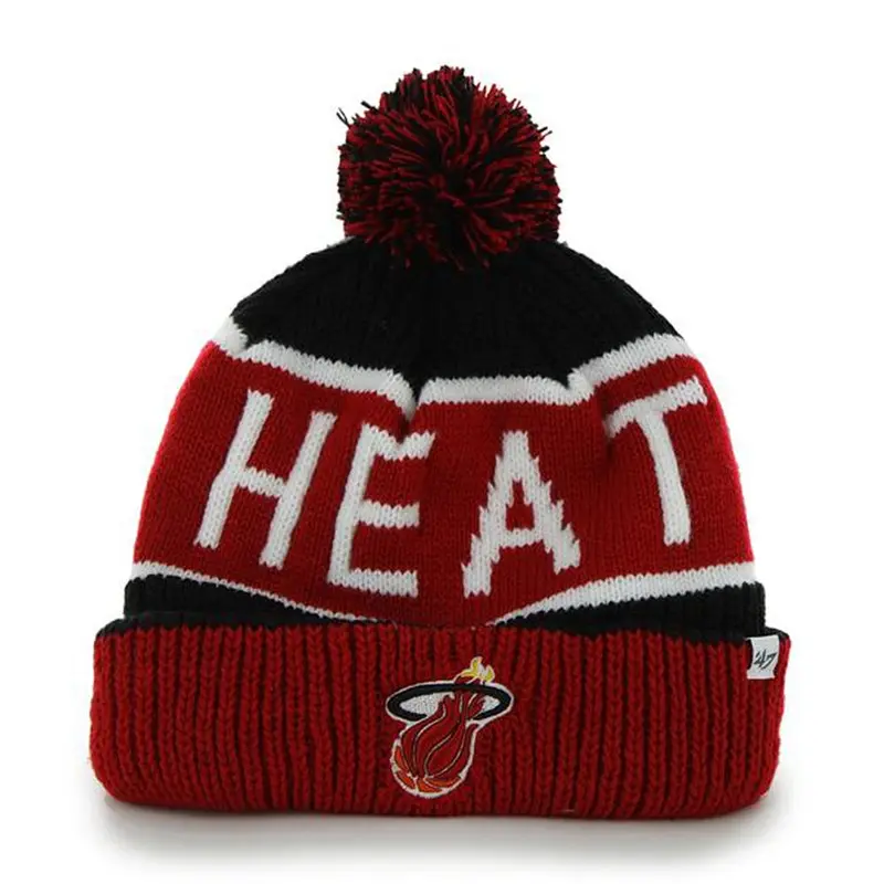 Miami Heat - Logo Calgary Red and Black Pom Pom Beanie