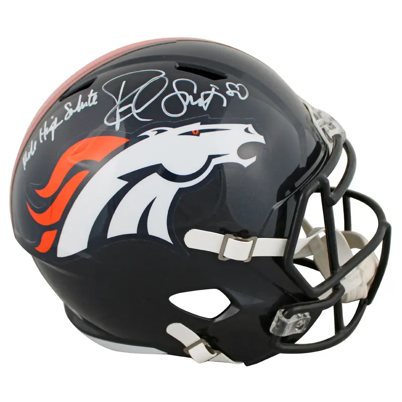 Broncos Rod Smith "MHS" Signed Full Size Speed Rep Helmet BAS Wit #1W378977